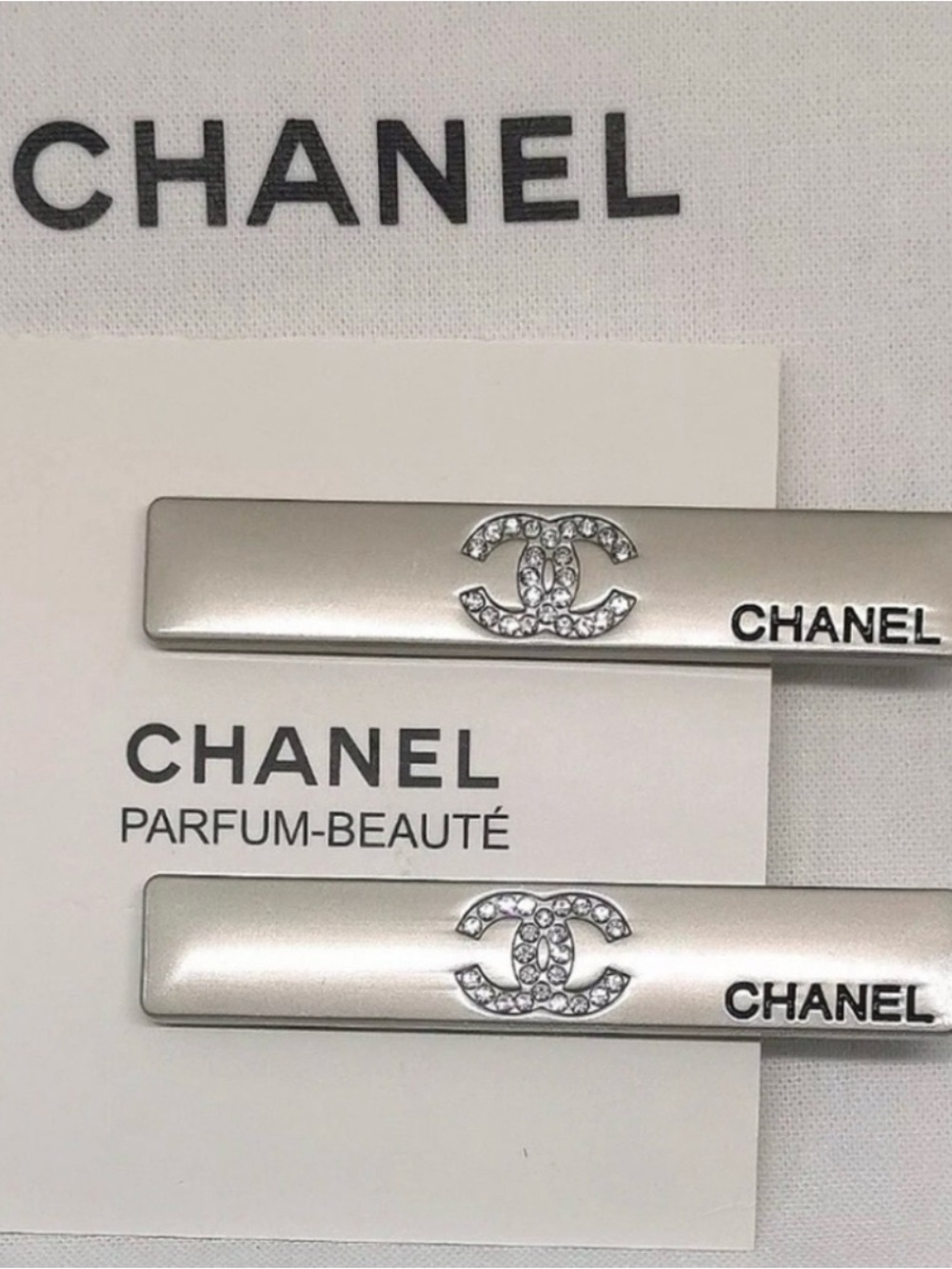 Silver Crystal Hair Clips - Set of 2